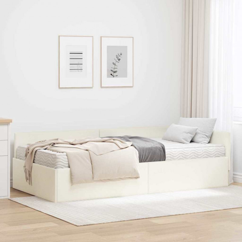 Rama Łóżka Narożnego z Materacem Inny 2 pcs Kremowy Aksamit