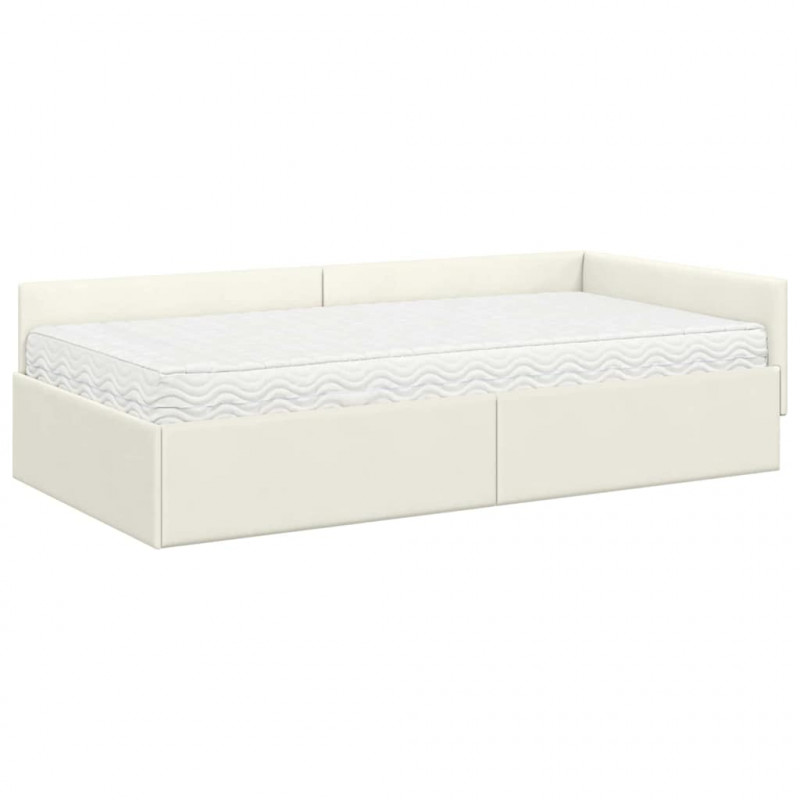 Rama Łóżka Narożnego z Materacem Inny 2 pcs Kremowy Aksamit