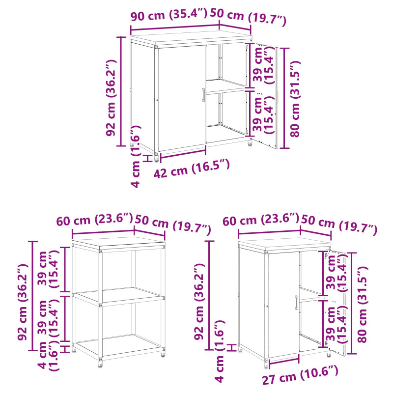 Zestaw do przechowywania w kuchni 3 pcs Zielony oliwkowy