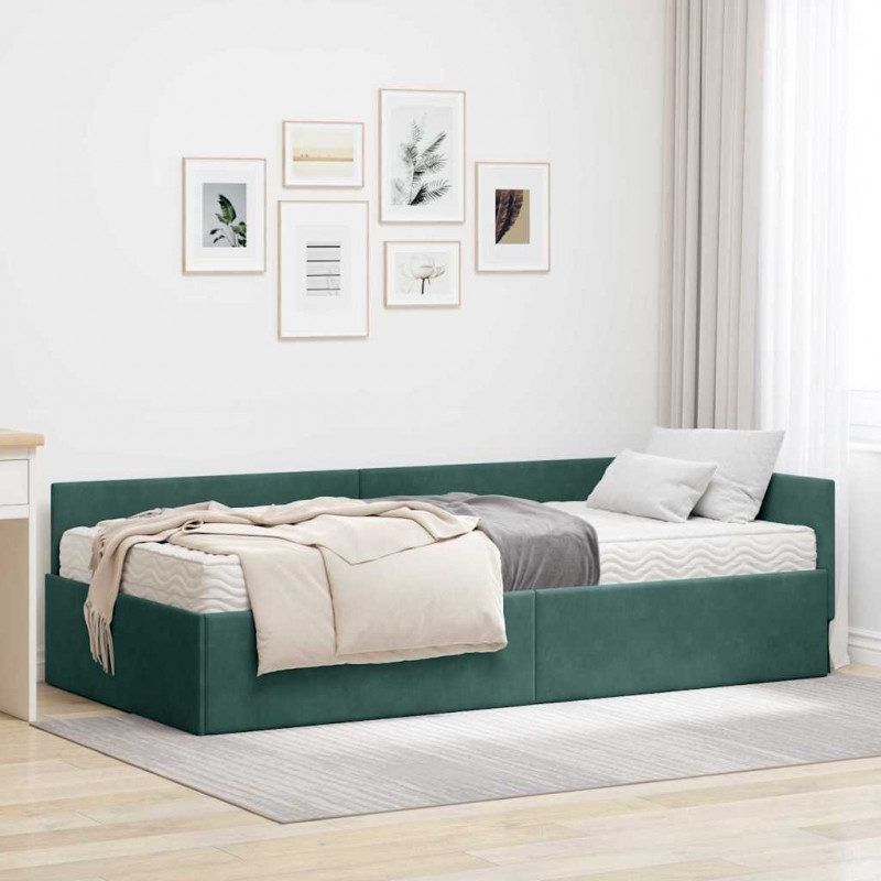 Rama Łóżka Narożnego z Materacem Inny 2 pcs Zielony Aksamit