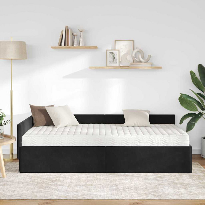 Rama Łóżka Narożnego z Materacem Inny 2 pcs Szary Aksamit