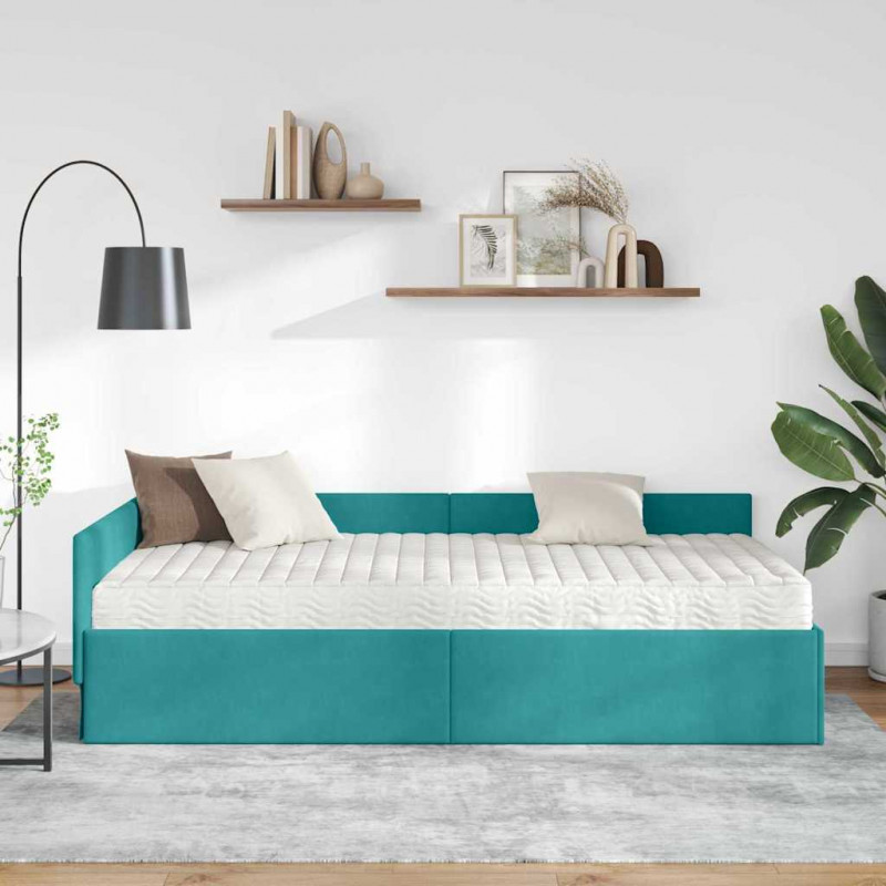 Rama Łóżka Narożnego z Materacem Inny 2 pcs Zielony Aksamit