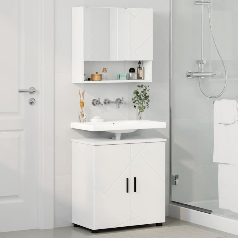 Zestaw mebli łazienkowych Montowane na ścianie 2 pcs Biały