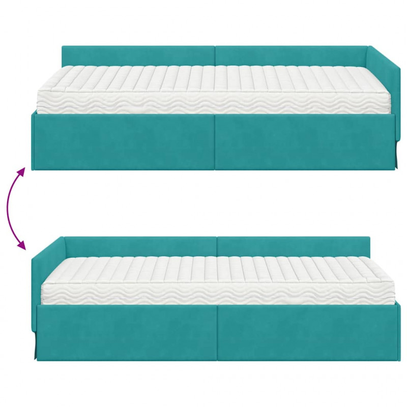 Rama Łóżka Narożnego z Materacem Inny 2 pcs Zielony Aksamit