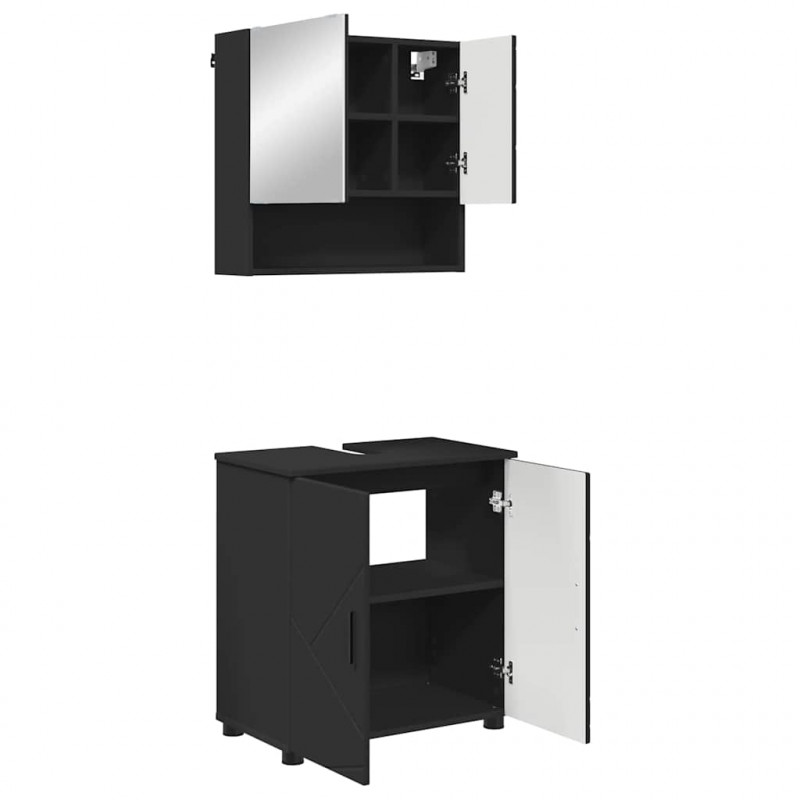 Zestaw mebli łazienkowych Montowane na ścianie 2 pcs Czarny