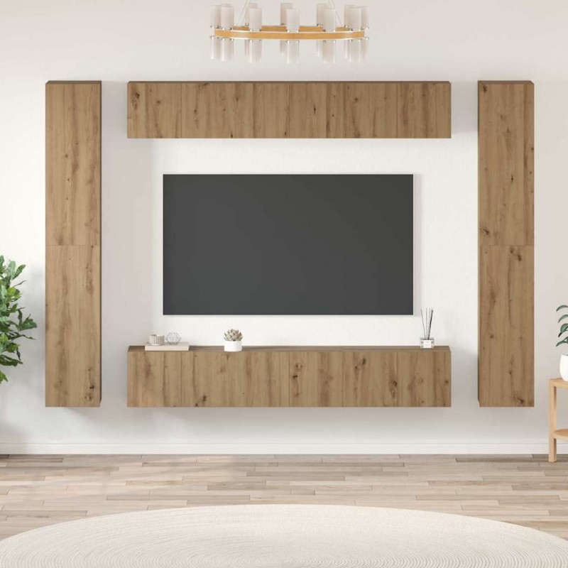 Zestaw szafek RTV Montowane na ścianie 10 pcs Dąb rzemieślniczy