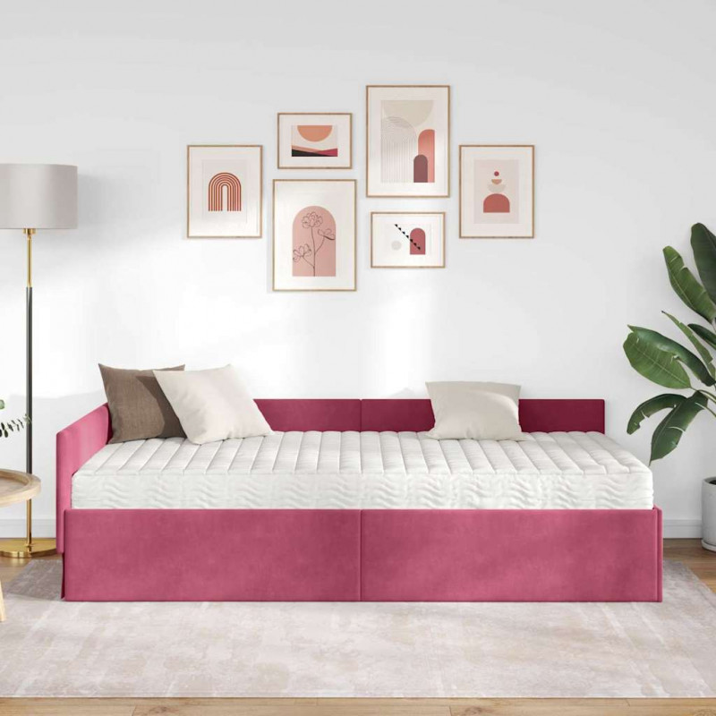 Rama Łóżka Narożnego z Materacem Inny 2 pcs Zielony Aksamit