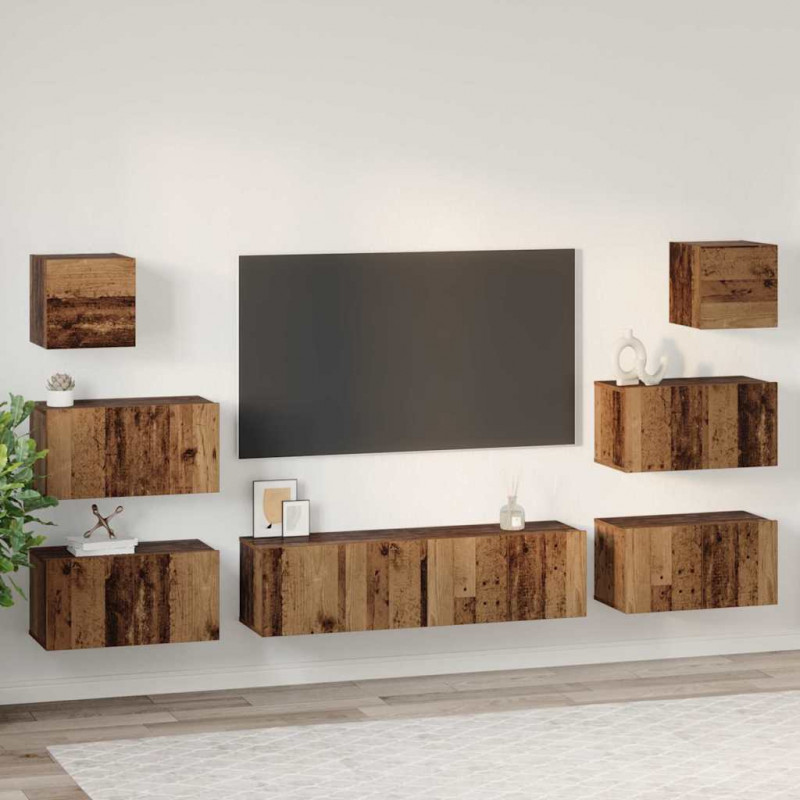 Zestaw szafek RTV 8 pcs Stare drewno Materiał drewnopochodny