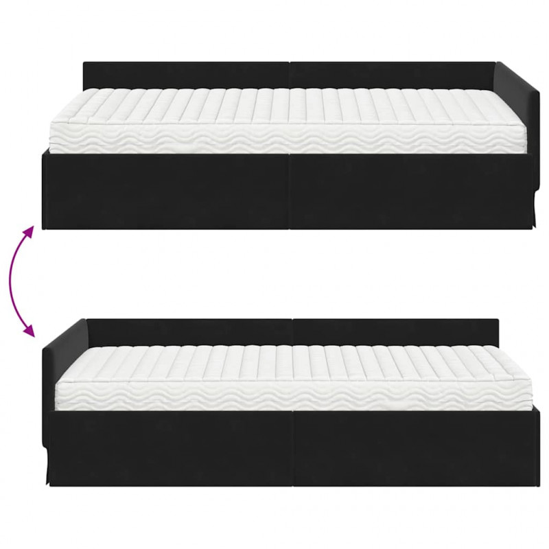 Rama Łóżka Narożnego z Materacem Inny 2 pcs Czarny Aksamit