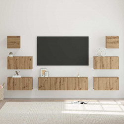 Zestaw szafek RTV Montowane na ścianie 8 pcs Dąb rzemieślniczy