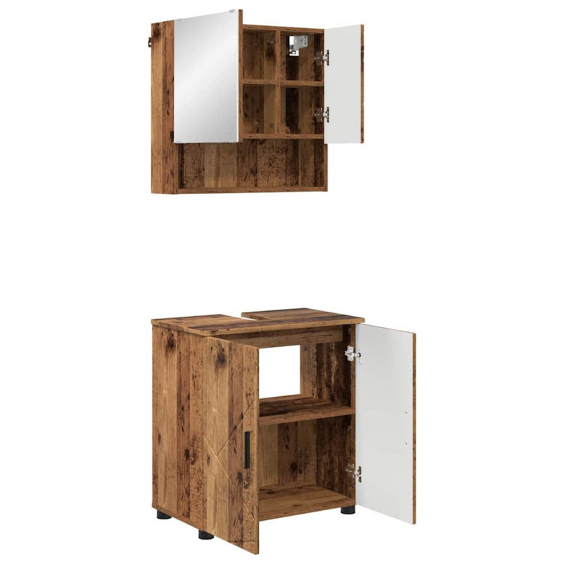 Zestaw mebli łazienkowych z przechowywaniem 2 pcs Stare drewno