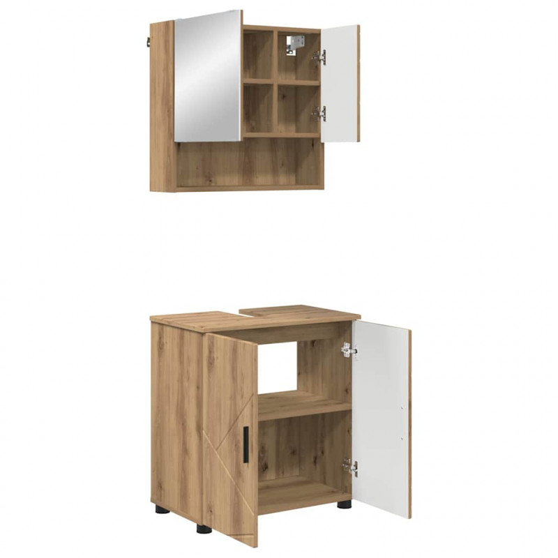 Zestaw mebli łazienkowych z drzwiami 2 pcs Dąb rzemieślniczy