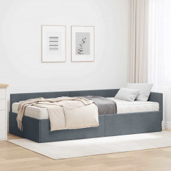 Rama Łóżka Narożnego z Materacem Inny 2 pcs Szary Aksamit