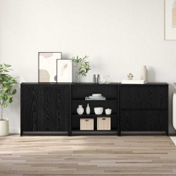 Bufet 3 pcs Czarny Dąb 70 x 41 x 75 cm Materiał drewnopochodny