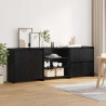 Bufet 3 pcs Czarny Dąb 70 x 41 x 75 cm Materiał drewnopochodny