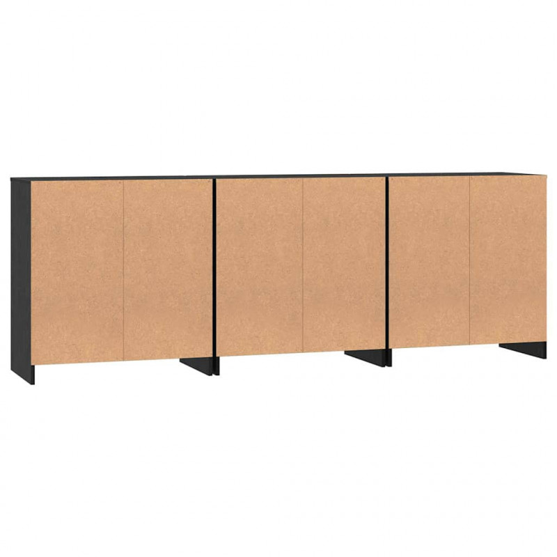Bufet 3 pcs Czarny Dąb 70 x 41 x 75 cm Materiał drewnopochodny