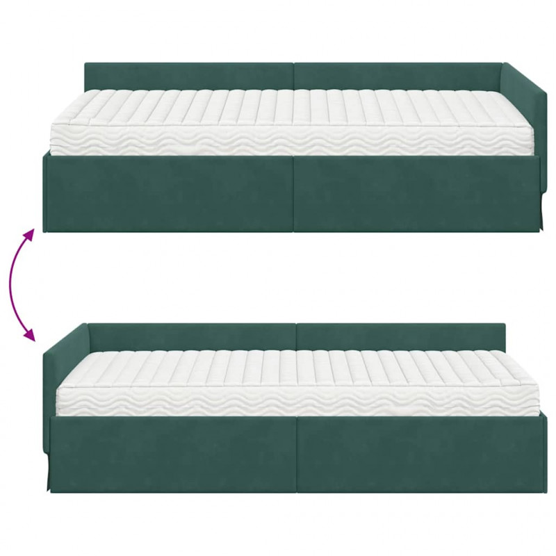 Rama Łóżka Narożnego z Materacem Inny 2 pcs Zielony Aksamit