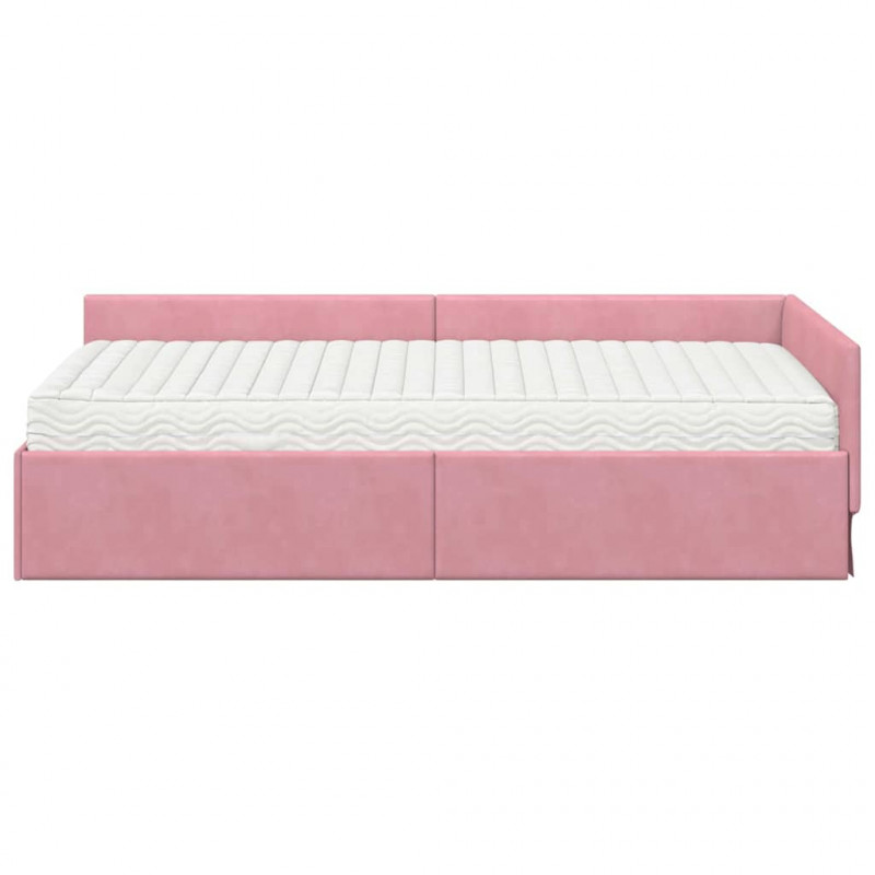 Rama Łóżka Narożnego z Materacem Inny 2 pcs Szary Aksamit