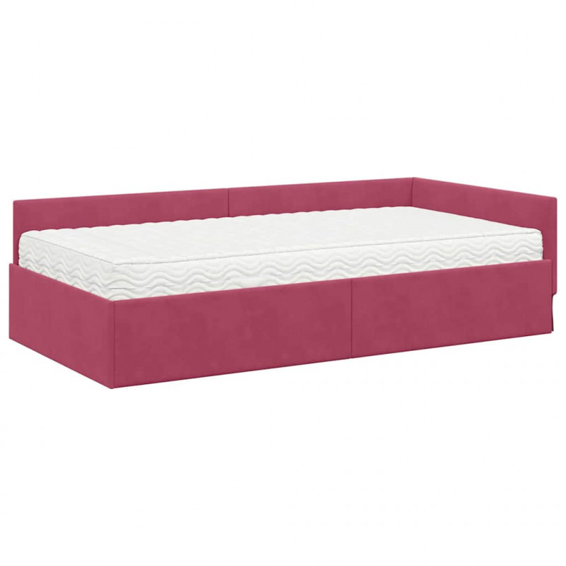 Rama Łóżka Narożnego z Materacem Inny 2 pcs Zielony Aksamit