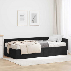 Rama Łóżka Narożnego z Materacem Inny 2 pcs Czarny Aksamit