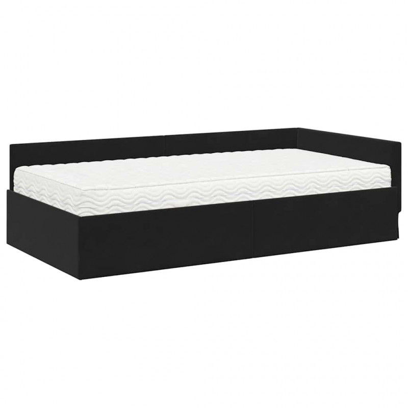 Rama Łóżka Narożnego z Materacem Inny 2 pcs Czarny Aksamit