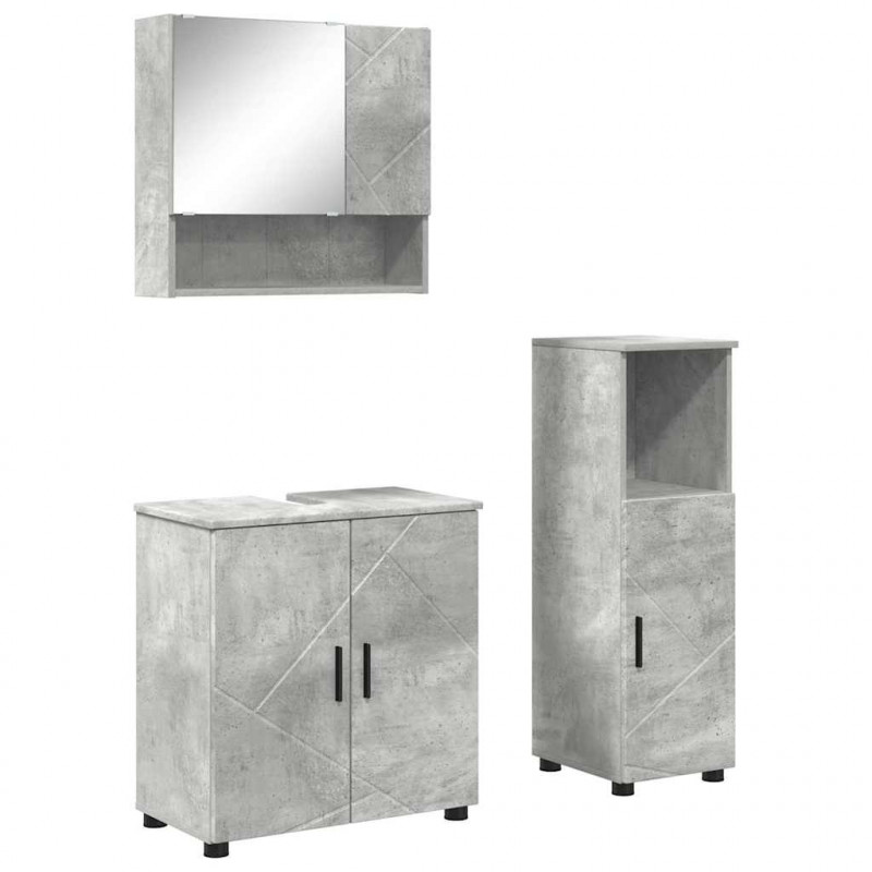 Zestaw mebli łazienkowych z drzwiami 3 pcs Betonowy szary