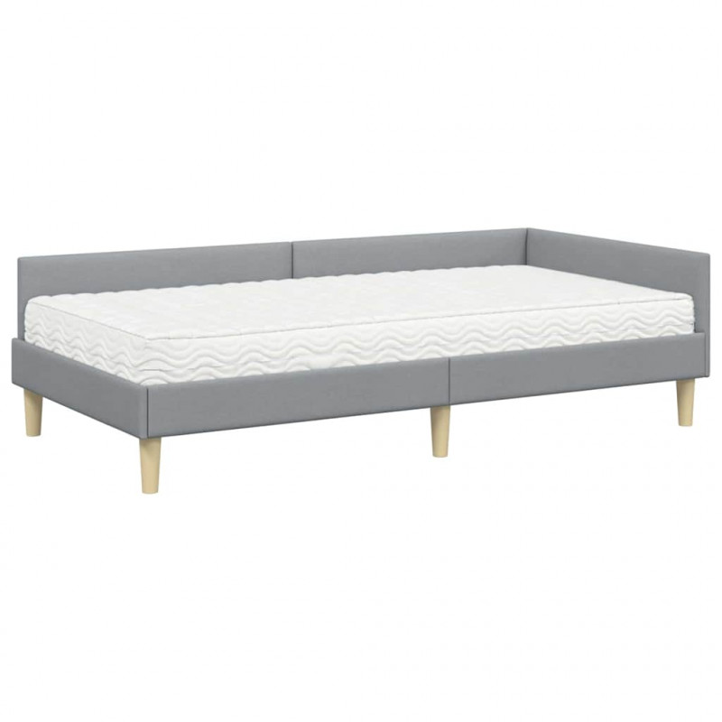 Rama Łóżka Narożnego z Materacem 2 pcs Jasnoszary tkanina