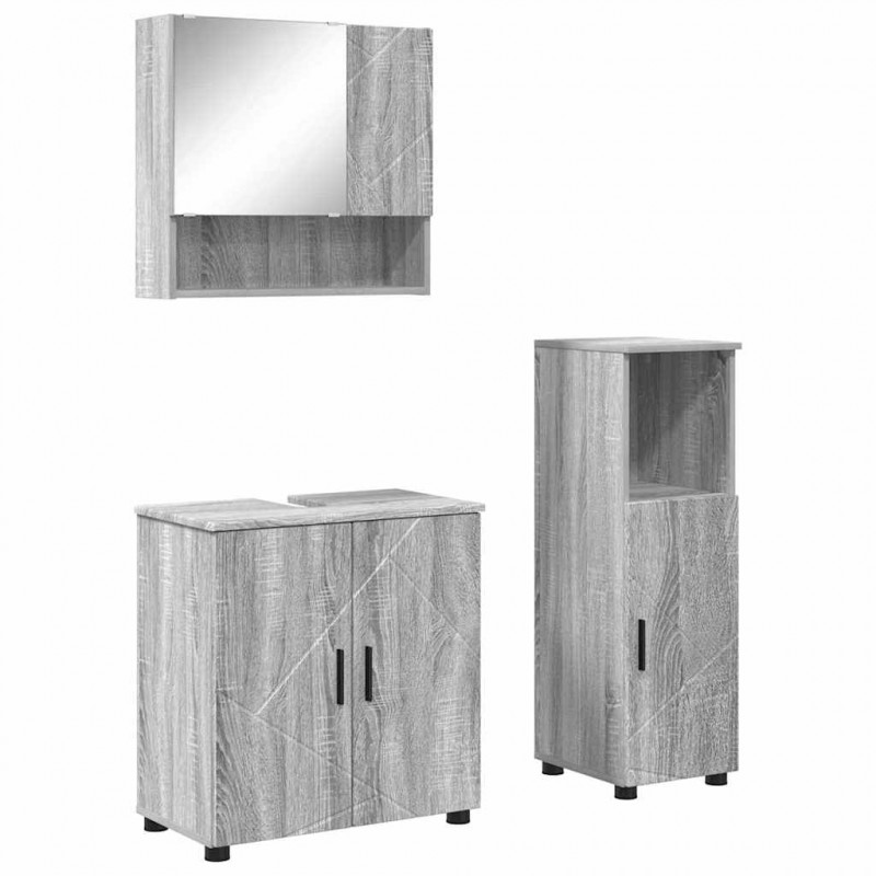 Zestaw mebli łazienkowych z przechowywaniem 3 pcs Szary Sonoma