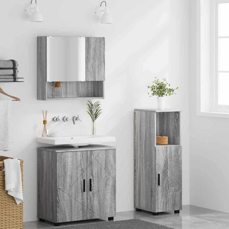 Zestaw mebli łazienkowych z przechowywaniem 3 pcs Szary Sonoma