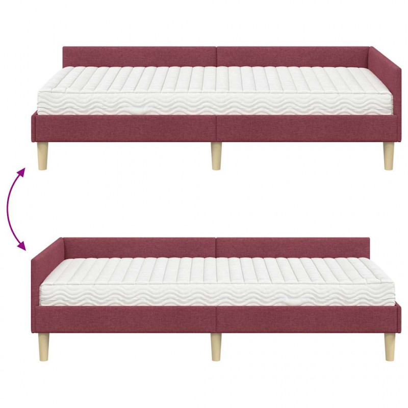 Rama Łóżka Narożnego z Materacem 2 pcs Szary tkanina