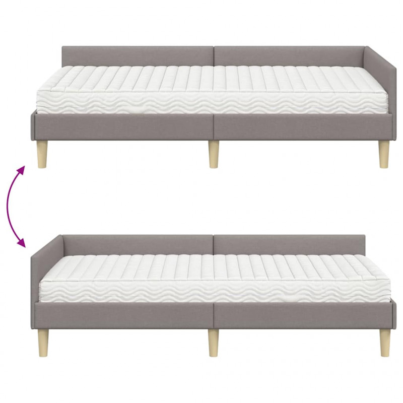 Rama Łóżka Narożnego z Materacem 2 pcs Ciemnoszary tkanina
