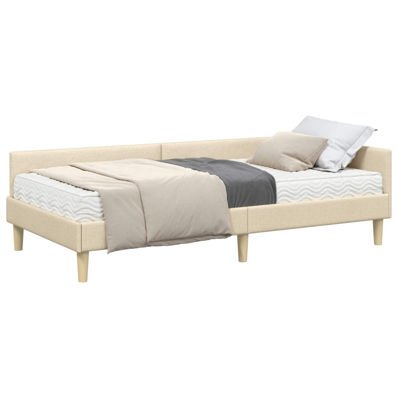 Rama Łóżka Narożnego z Materacem 2 pcs Kremowy tkanina