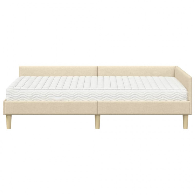 Rama Łóżka Narożnego z Materacem 2 pcs Kremowy tkanina