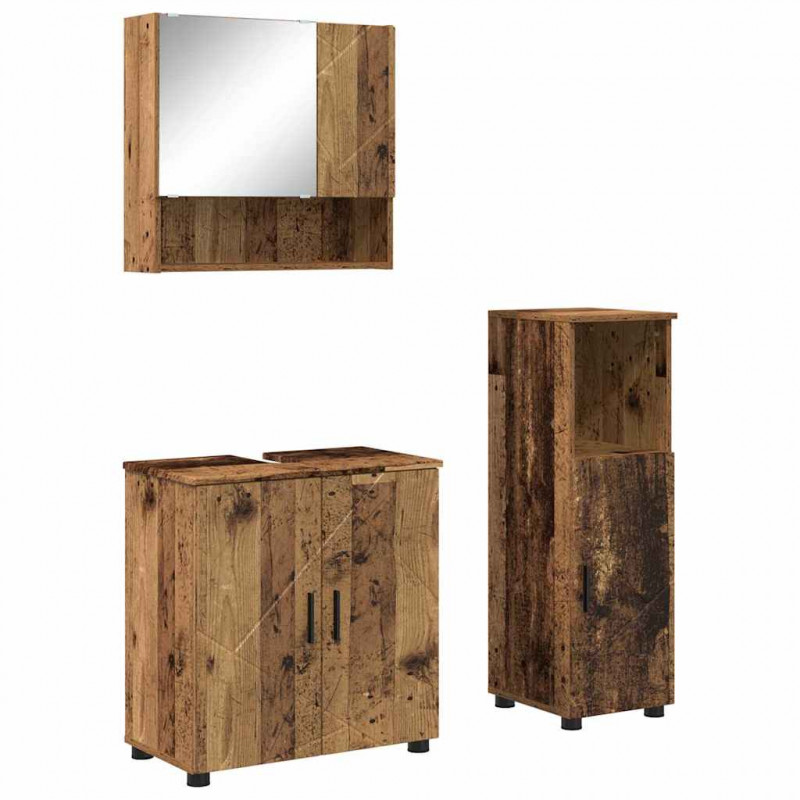Zestaw mebli łazienkowych z przechowywaniem 3 pcs Stare drewno