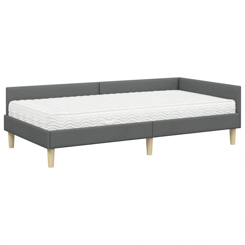 Rama Łóżka Narożnego z Materacem 2 pcs Szary tkanina