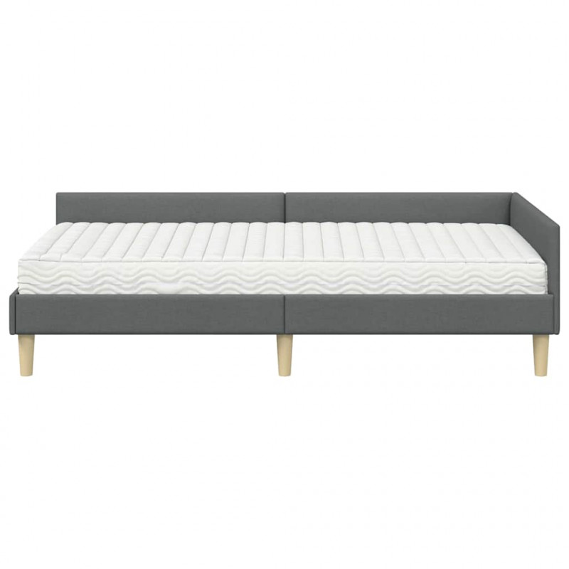 Rama Łóżka Narożnego z Materacem 2 pcs Szary tkanina