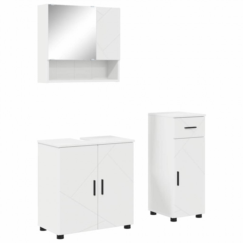 Zestaw mebli łazienkowych z szufladą z drzwiami 3 pcs Biały