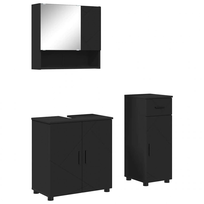 Zestaw mebli łazienkowych z szufladą z drzwiami 3 pcs Czarny
