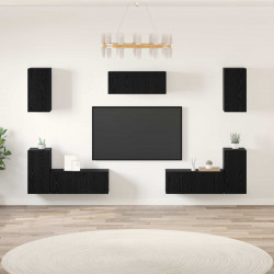 Zestaw szafek RTV 7 pcs Czarny Dąb Materiał drewnopochodny