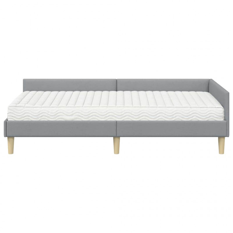 Rama Łóżka Narożnego z Materacem 2 pcs Jasnoszary tkanina