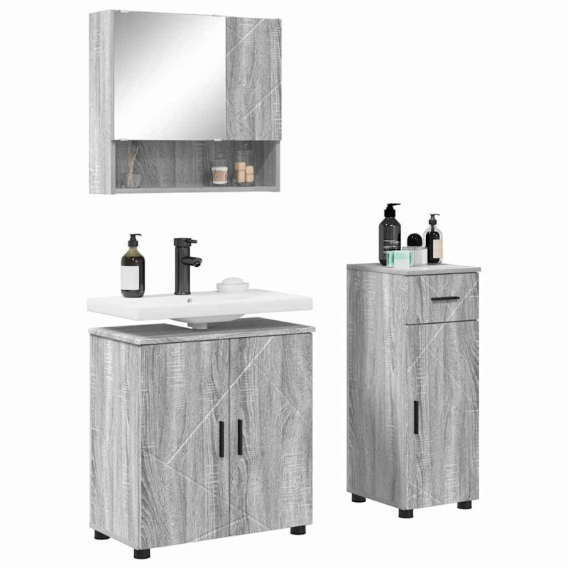 Zestaw mebli łazienkowych z szufladą 3 pcs Szary Sonoma