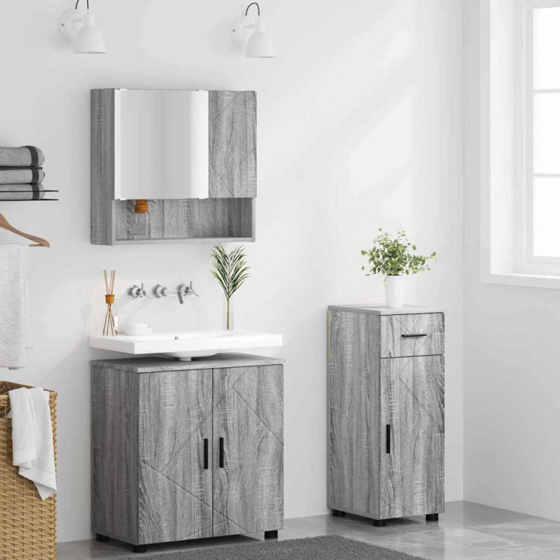 Zestaw mebli łazienkowych z szufladą 3 pcs Szary Sonoma