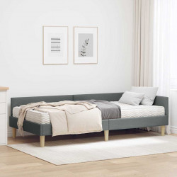 Rama Łóżka Narożnego z Materacem 2 pcs Szary tkanina
