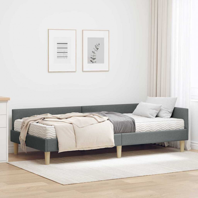 Rama Łóżka Narożnego z Materacem 2 pcs Szary tkanina