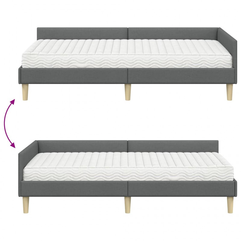 Rama Łóżka Narożnego z Materacem 2 pcs Szary tkanina