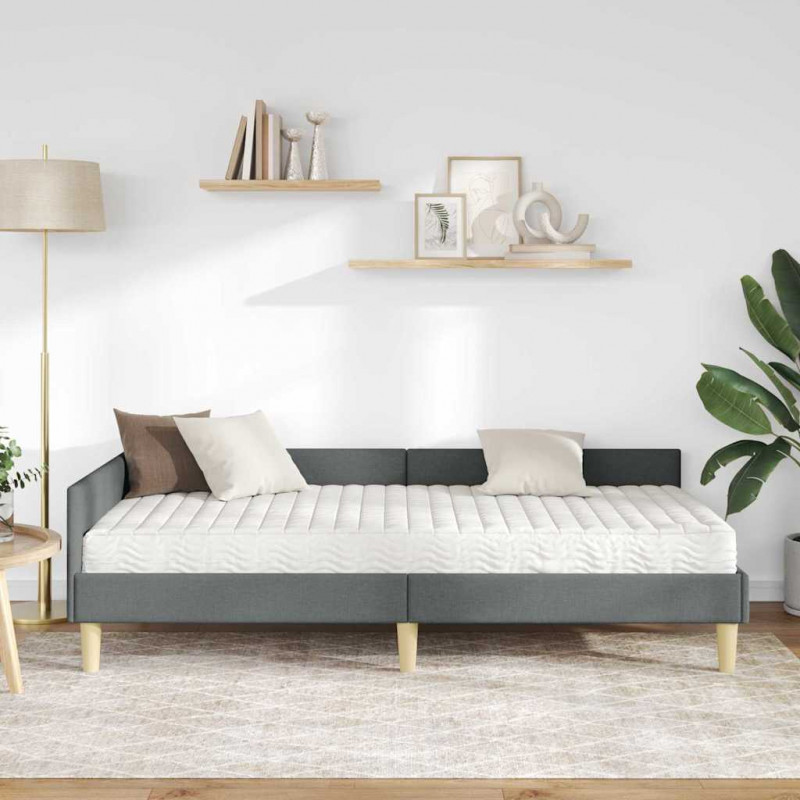 Rama Łóżka Narożnego z Materacem 2 pcs Szary tkanina