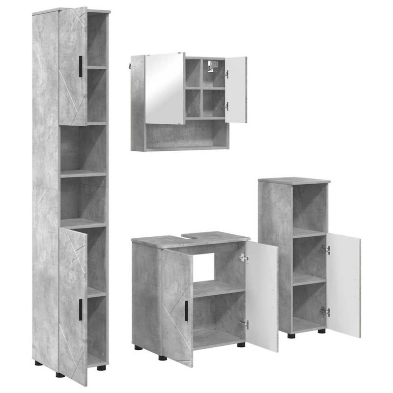 Zestaw mebli łazienkowych z drzwiami 4 pcs Betonowy szary