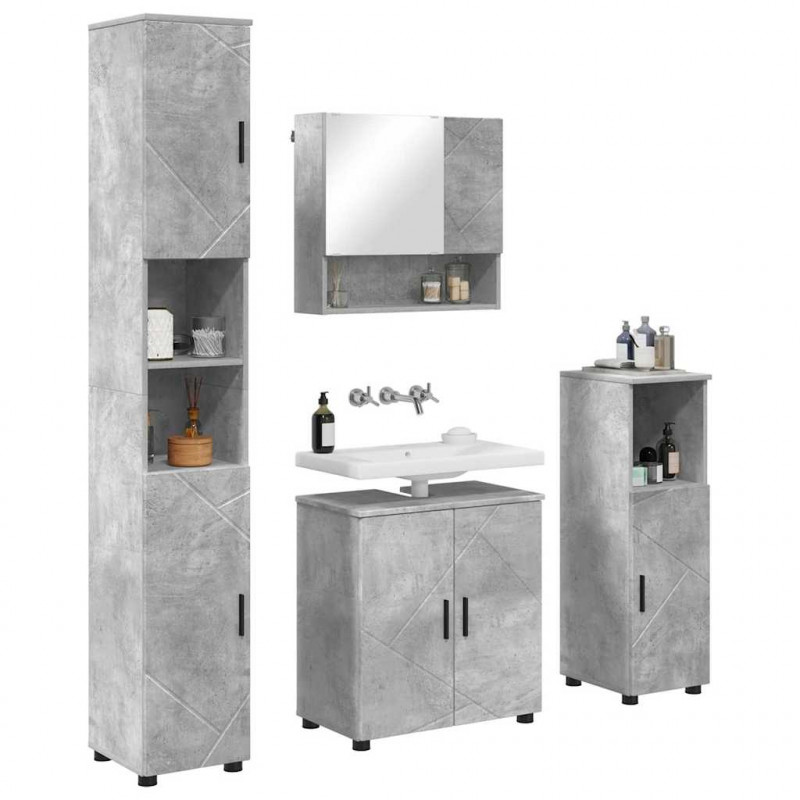 Zestaw mebli łazienkowych z drzwiami 4 pcs Betonowy szary