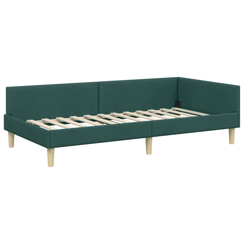 Rama Łóżka Narożnego z Materacem 2 pcs Zielony tkanina