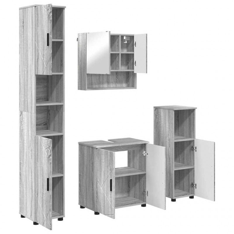 Zestaw mebli łazienkowych z przechowywaniem 4 pcs Szary Sonoma